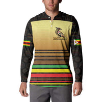 Zimbabwe Pride Button Sweatshirt Zimbabwean Bird, Tribal Patterns and Pan-African Colors