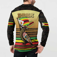 Zimbabwe Pride Button Sweatshirt Zimbabwean Bird, Tribal Patterns and Pan-African Colors