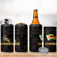 Zimbabwe Pride 4 in 1 Can Cooler Tumbler Zimbabwean Bird, Tribal Patterns and Pan-African Colors
