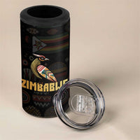Zimbabwe Pride 4 in 1 Can Cooler Tumbler Zimbabwean Bird, Tribal Patterns and Pan-African Colors