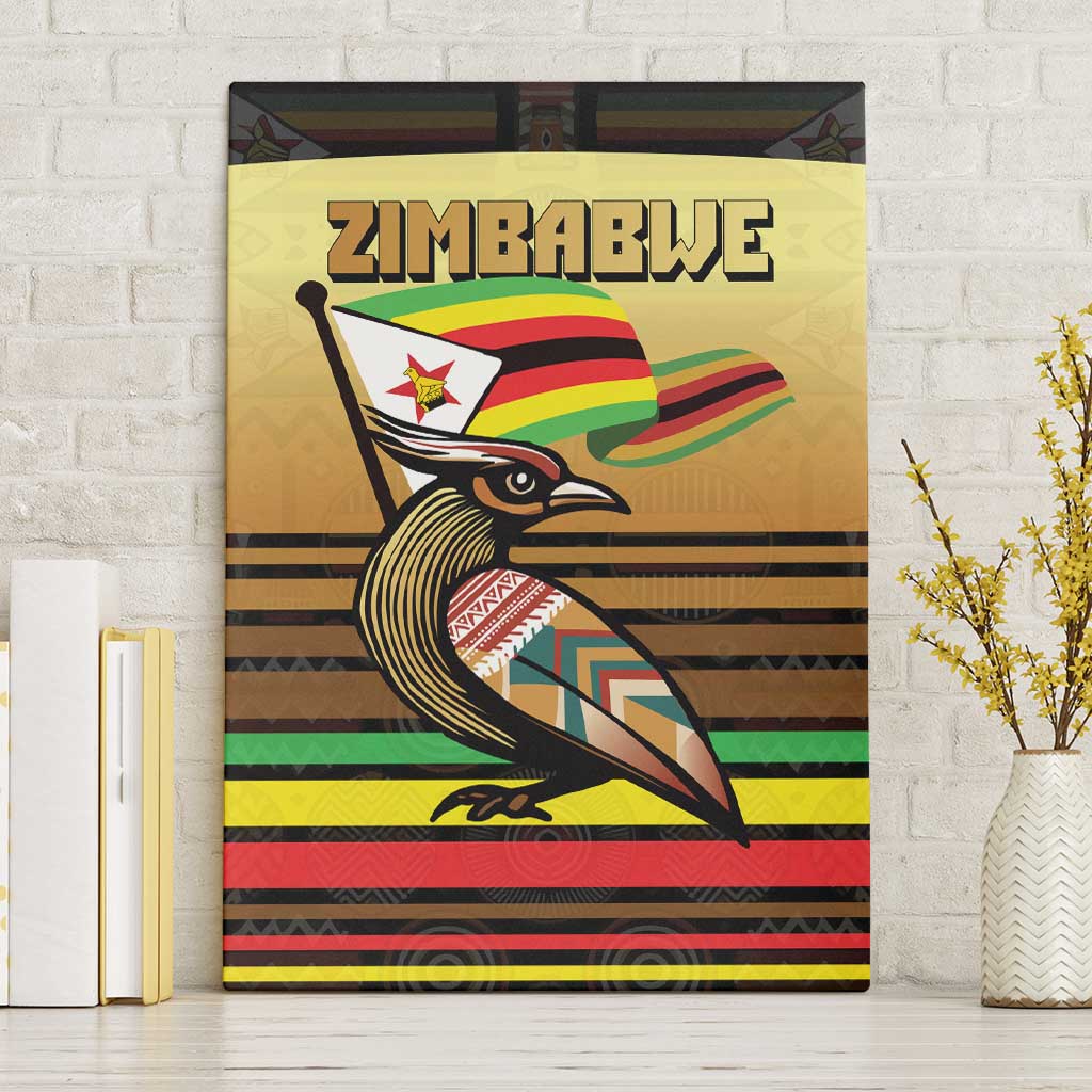 Zimbabwe Pride Canvas Wall Art Zimbabwean Bird, Tribal Patterns and Pan-African Colors