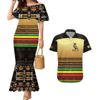 Zimbabwe Pride Couples Matching Mermaid Dress and Hawaiian Shirt Zimbabwean Bird, Tribal Patterns and Pan-African Colors