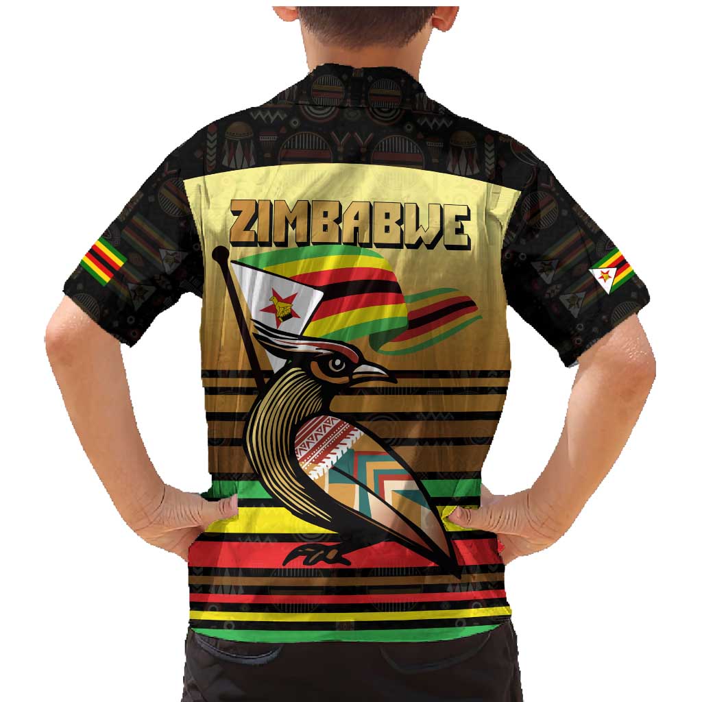 Zimbabwe Pride Family Matching Mermaid Dress and Hawaiian Shirt Zimbabwean Bird, Tribal Patterns and Pan-African Colors