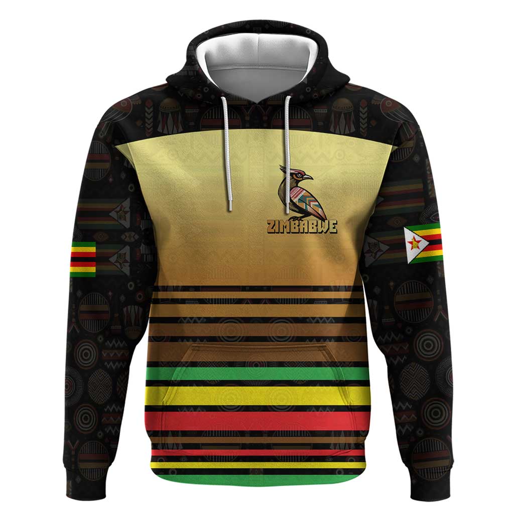 Zimbabwe Pride Hoodie Zimbabwean Bird, Tribal Patterns and Pan-African Colors