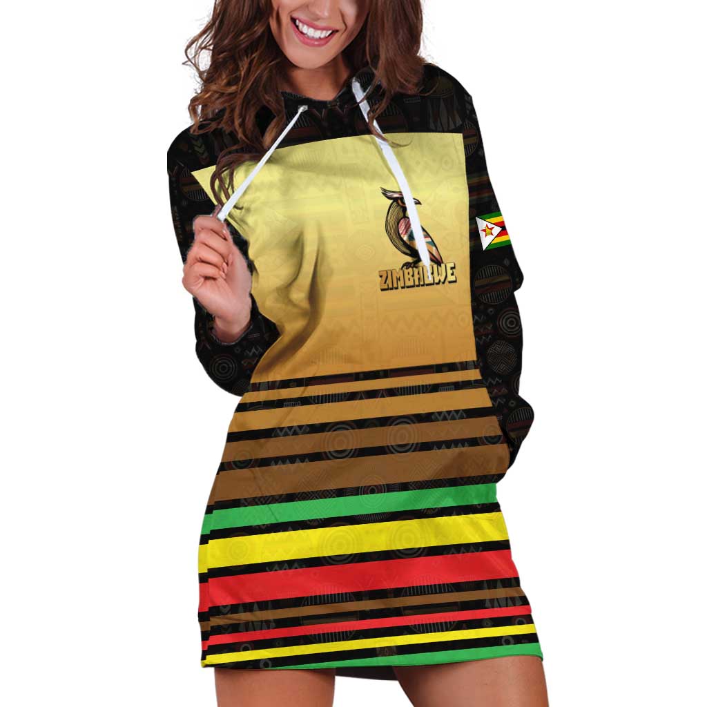 Zimbabwe Pride Hoodie Dress Zimbabwean Bird, Tribal Patterns and Pan-African Colors