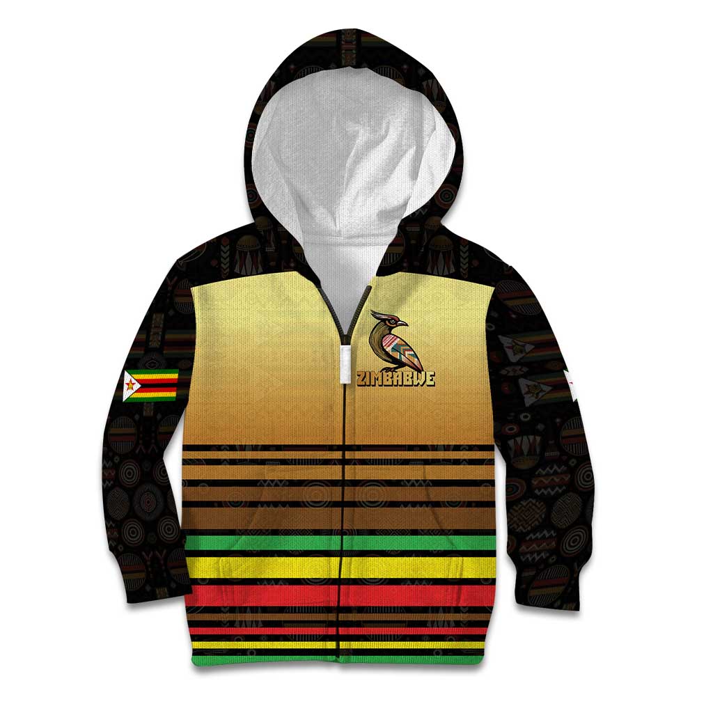 Zimbabwe Pride Kid Hoodie Zimbabwean Bird, Tribal Patterns and Pan-African Colors