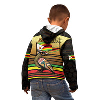 Zimbabwe Pride Kid Hoodie Zimbabwean Bird, Tribal Patterns and Pan-African Colors