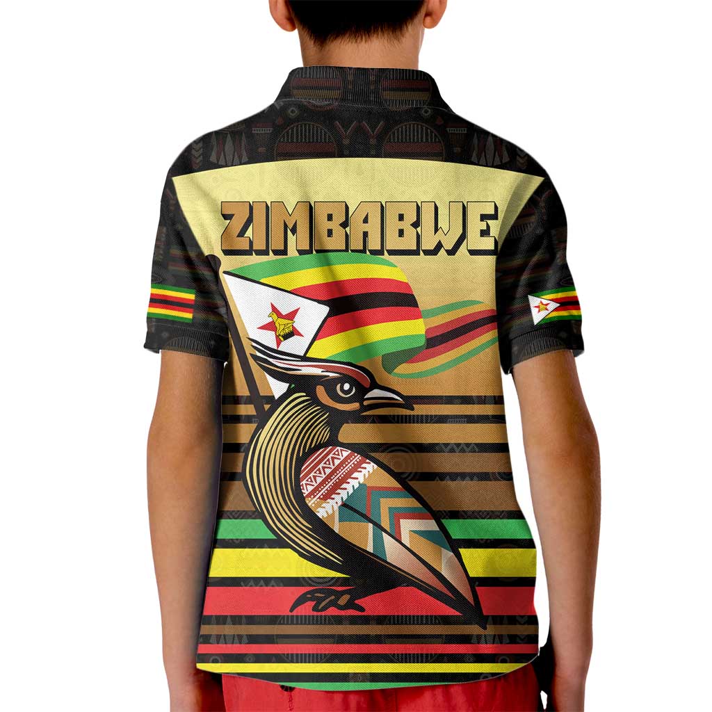 Zimbabwe Pride Kid Polo Shirt Zimbabwean Bird, Tribal Patterns and Pan-African Colors