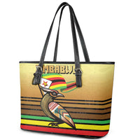Zimbabwe Pride Leather Tote Bag Zimbabwean Bird, Tribal Patterns and Pan-African Colors