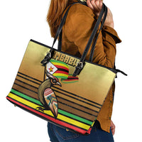 Zimbabwe Pride Leather Tote Bag Zimbabwean Bird, Tribal Patterns and Pan-African Colors