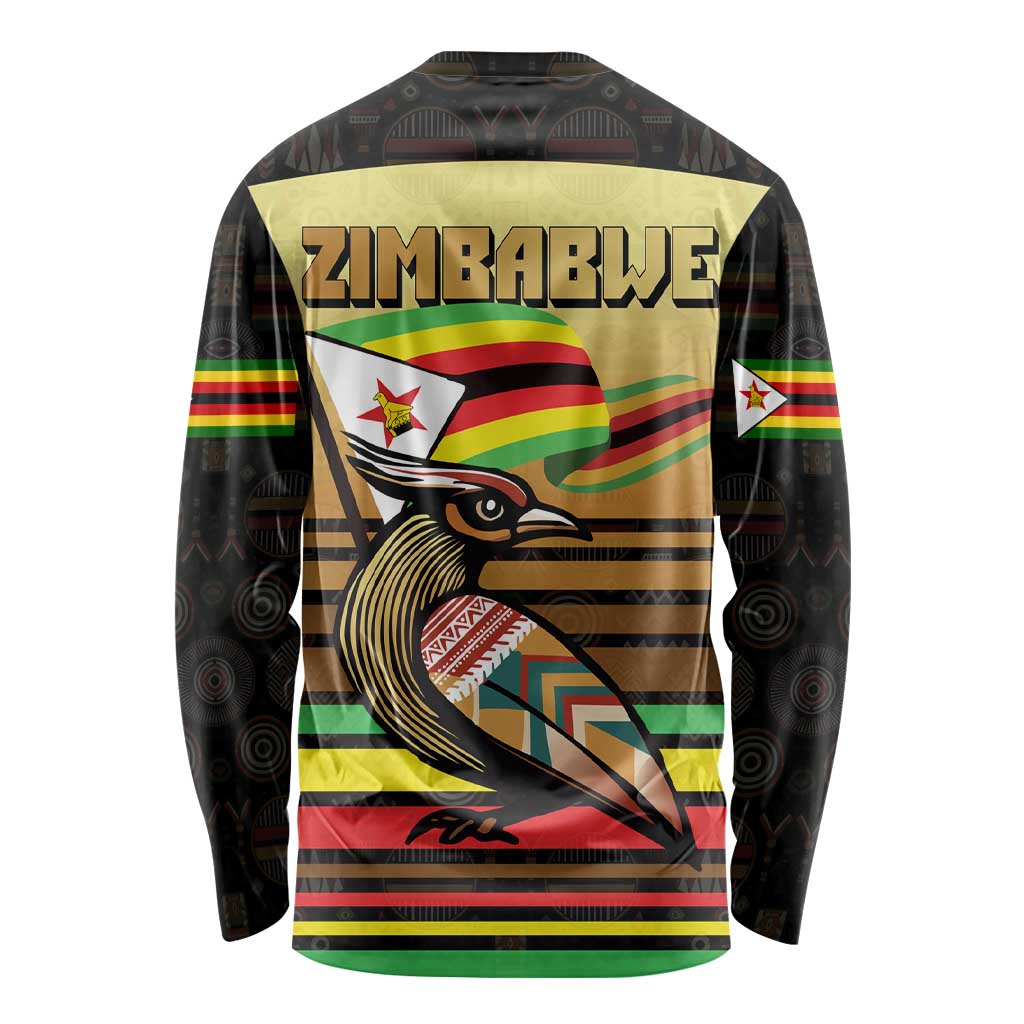 Zimbabwe Pride Long Sleeve Shirt Zimbabwean Bird, Tribal Patterns and Pan-African Colors