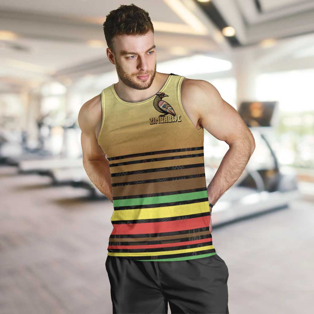 Zimbabwe Pride Men Tank Top Zimbabwean Bird, Tribal Patterns and Pan-African Colors