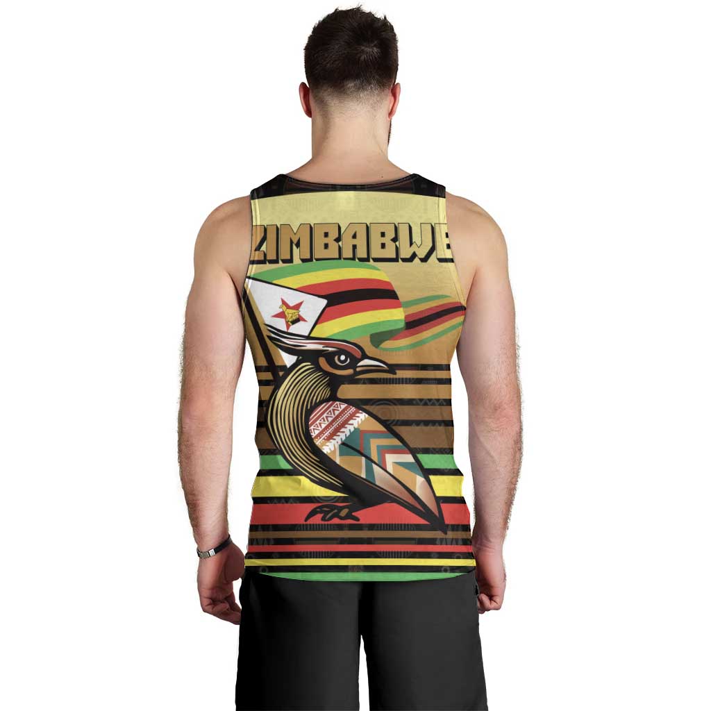 Zimbabwe Pride Men Tank Top Zimbabwean Bird, Tribal Patterns and Pan-African Colors