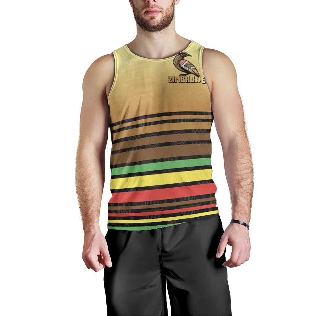 Zimbabwe Pride Men Tank Top Zimbabwean Bird, Tribal Patterns and Pan-African Colors