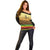 Zimbabwe Pride Off Shoulder Sweater Zimbabwean Bird, Tribal Patterns and Pan-African Colors