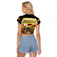 Zimbabwe Pride Raglan Cropped T Shirt Zimbabwean Bird, Tribal Patterns and Pan-African Colors
