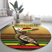 Zimbabwe Pride Round Carpet Zimbabwean Bird, Tribal Patterns and Pan-African Colors