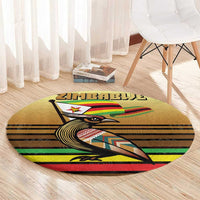 Zimbabwe Pride Round Carpet Zimbabwean Bird, Tribal Patterns and Pan-African Colors