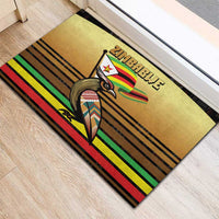 Zimbabwe Pride Rubber Doormat Zimbabwean Bird, Tribal Patterns and Pan-African Colors