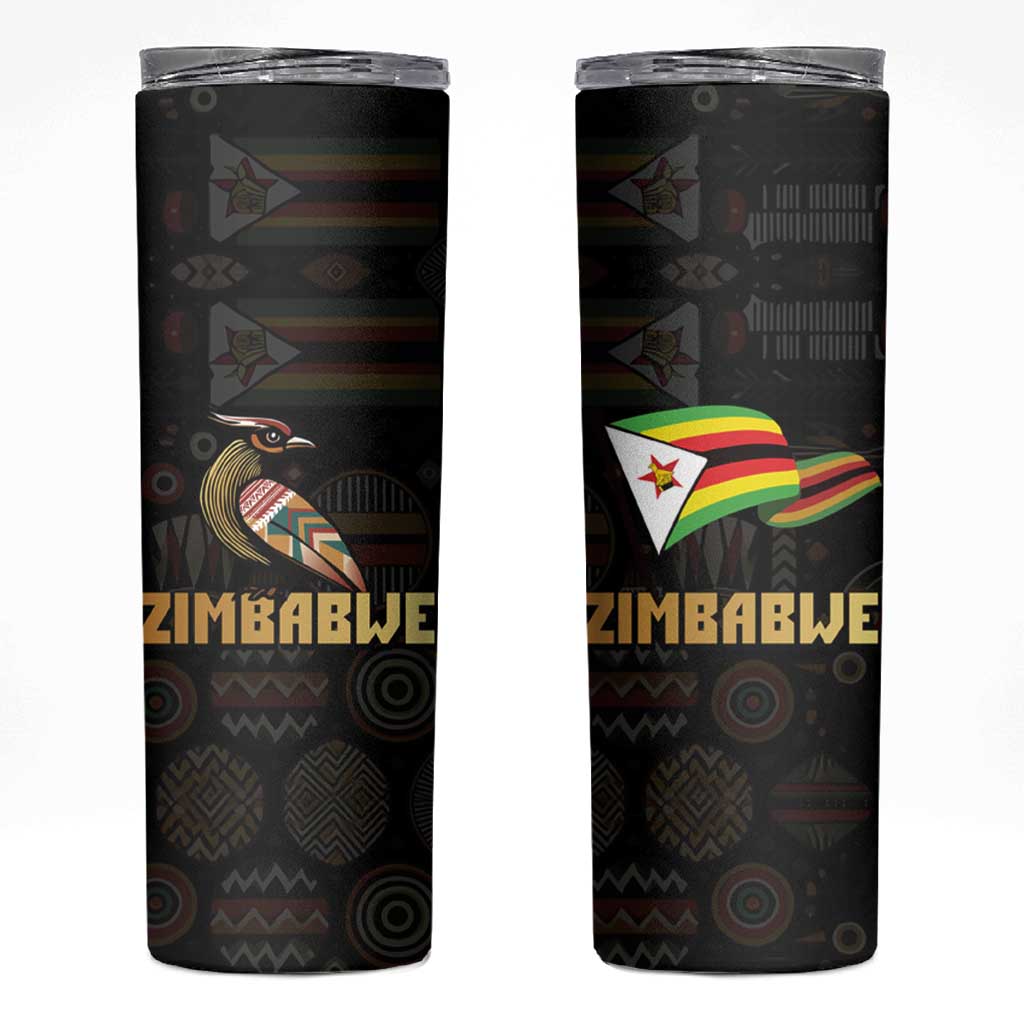 Zimbabwe Pride Skinny Tumbler Zimbabwean Bird, Tribal Patterns and Pan-African Colors
