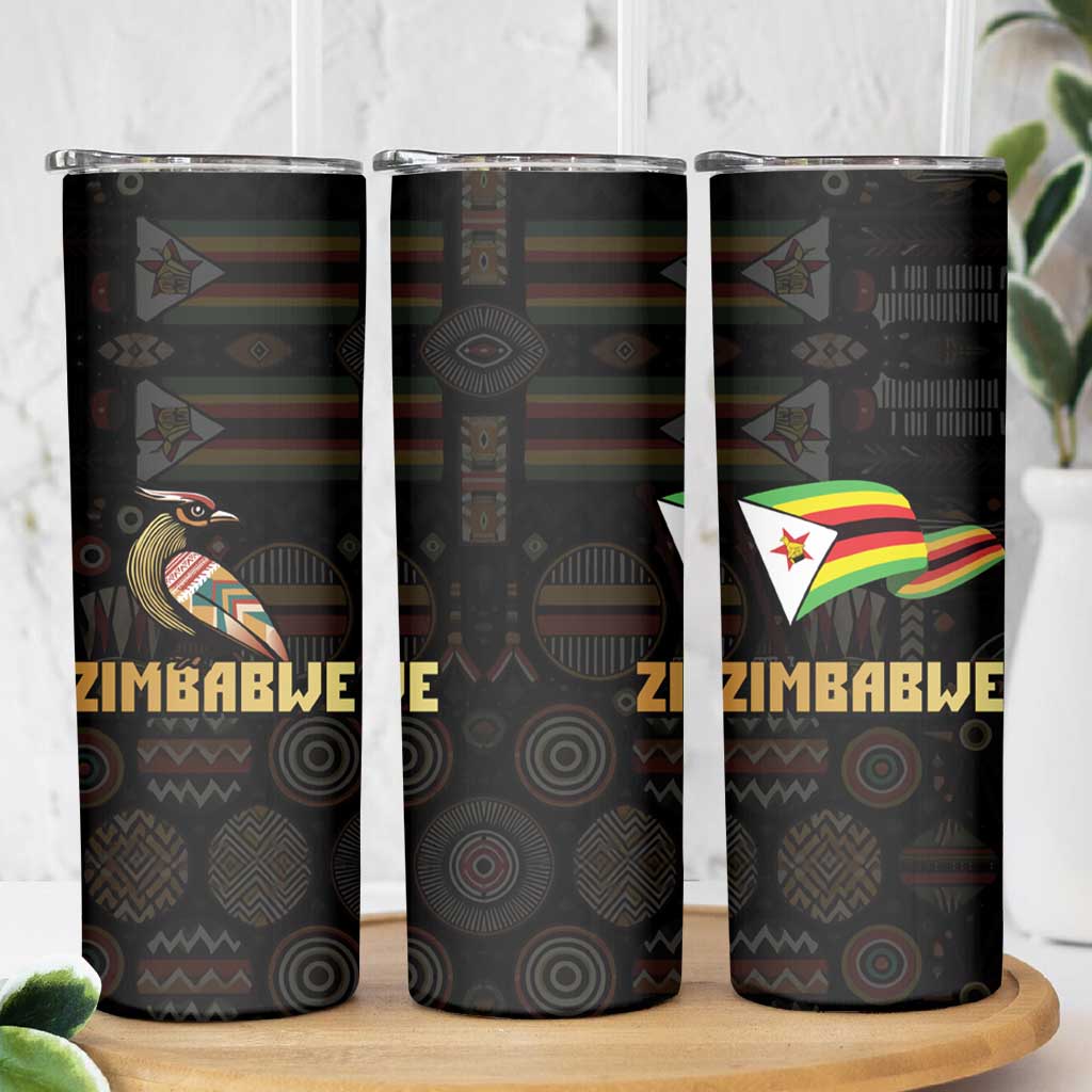 Zimbabwe Pride Skinny Tumbler Zimbabwean Bird, Tribal Patterns and Pan-African Colors