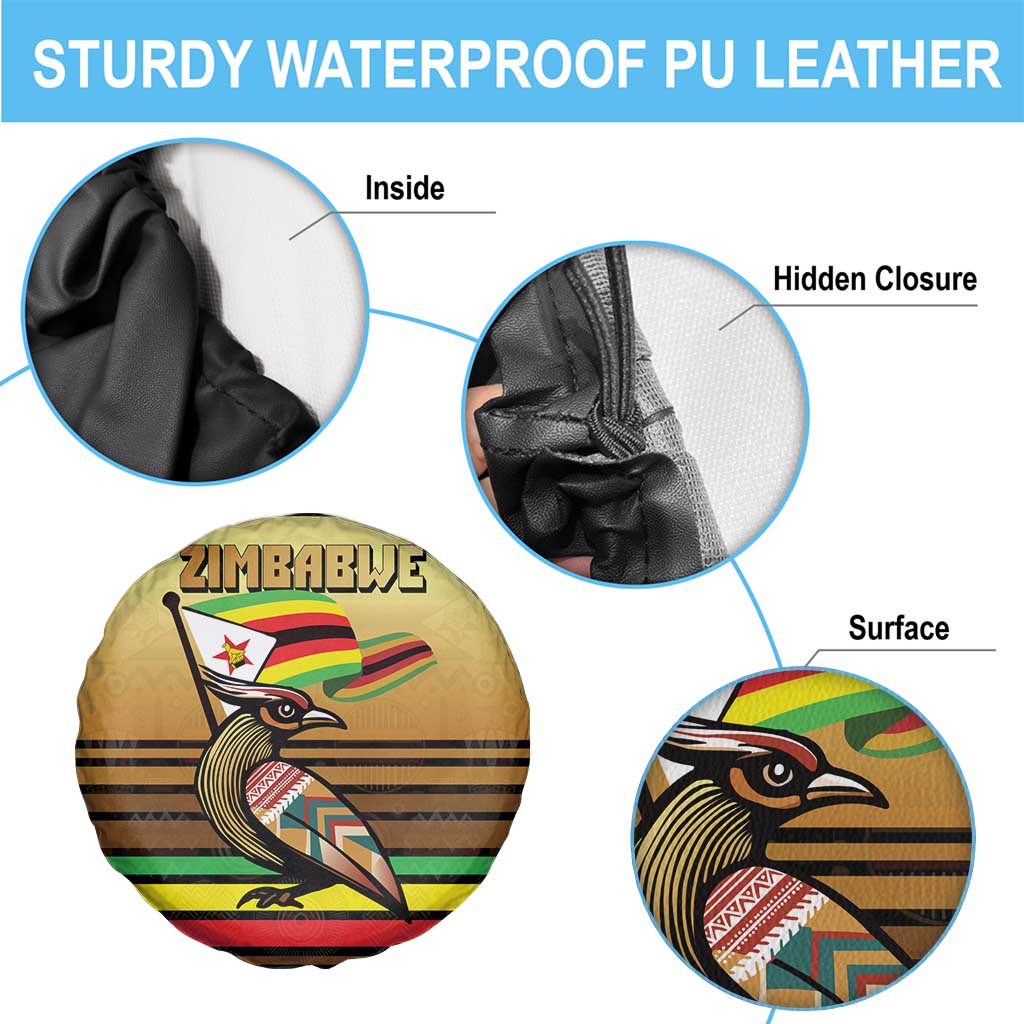 Zimbabwe Pride Spare Tire Cover Zimbabwean Bird, Tribal Patterns and Pan-African Colors