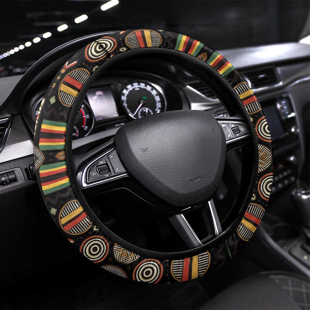 Zimbabwe Pride Steering Wheel Cover Zimbabwean Bird, Tribal Patterns and Pan-African Colors