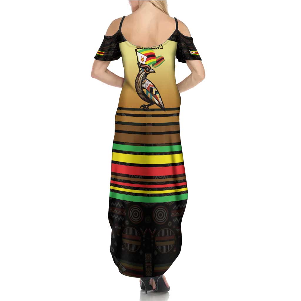Zimbabwe Pride Summer Maxi Dress Zimbabwean Bird, Tribal Patterns and Pan-African Colors