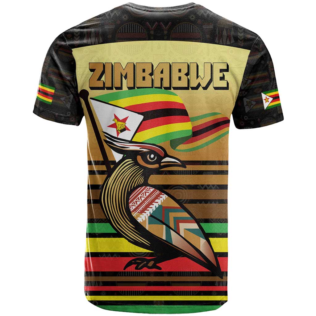 Zimbabwe Pride T Shirt Zimbabwean Bird, Tribal Patterns and Pan-African Colors