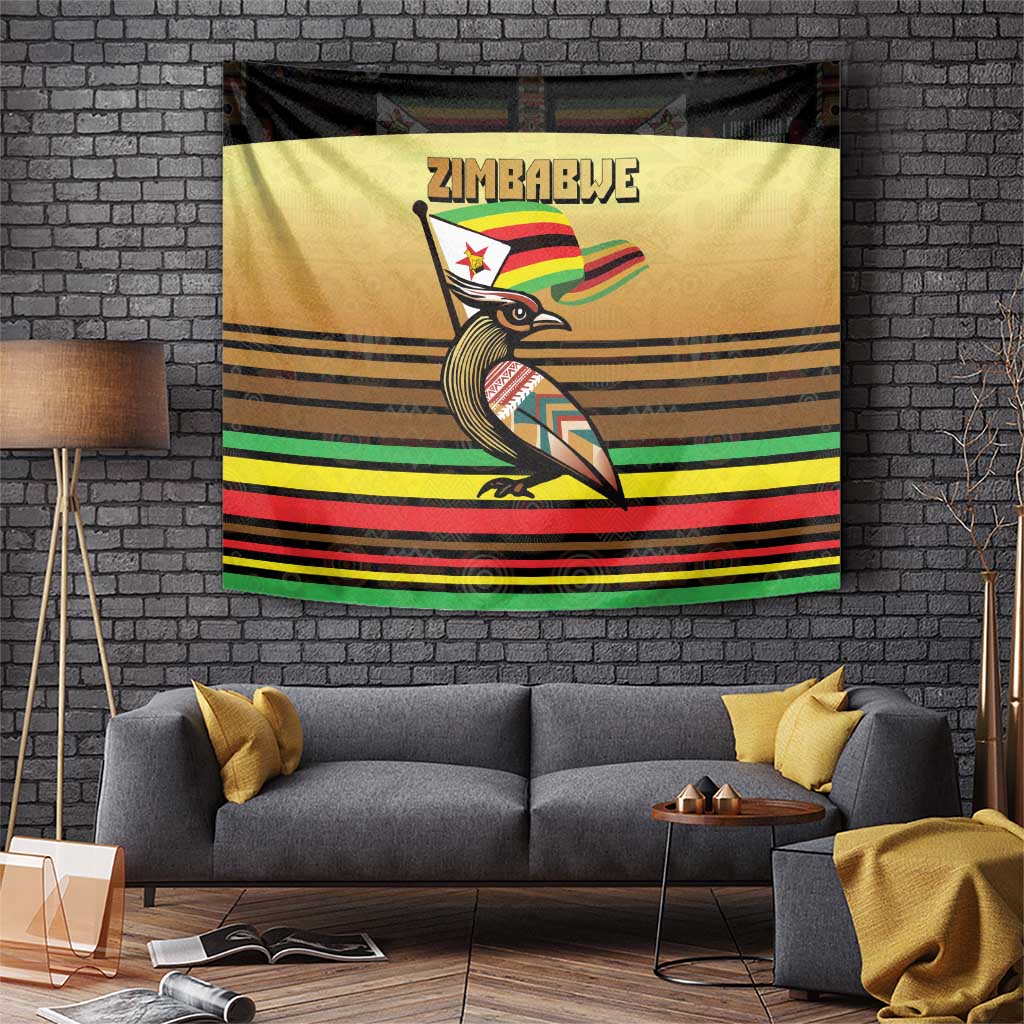Zimbabwe Pride Tapestry Zimbabwean Bird, Tribal Patterns and Pan-African Colors