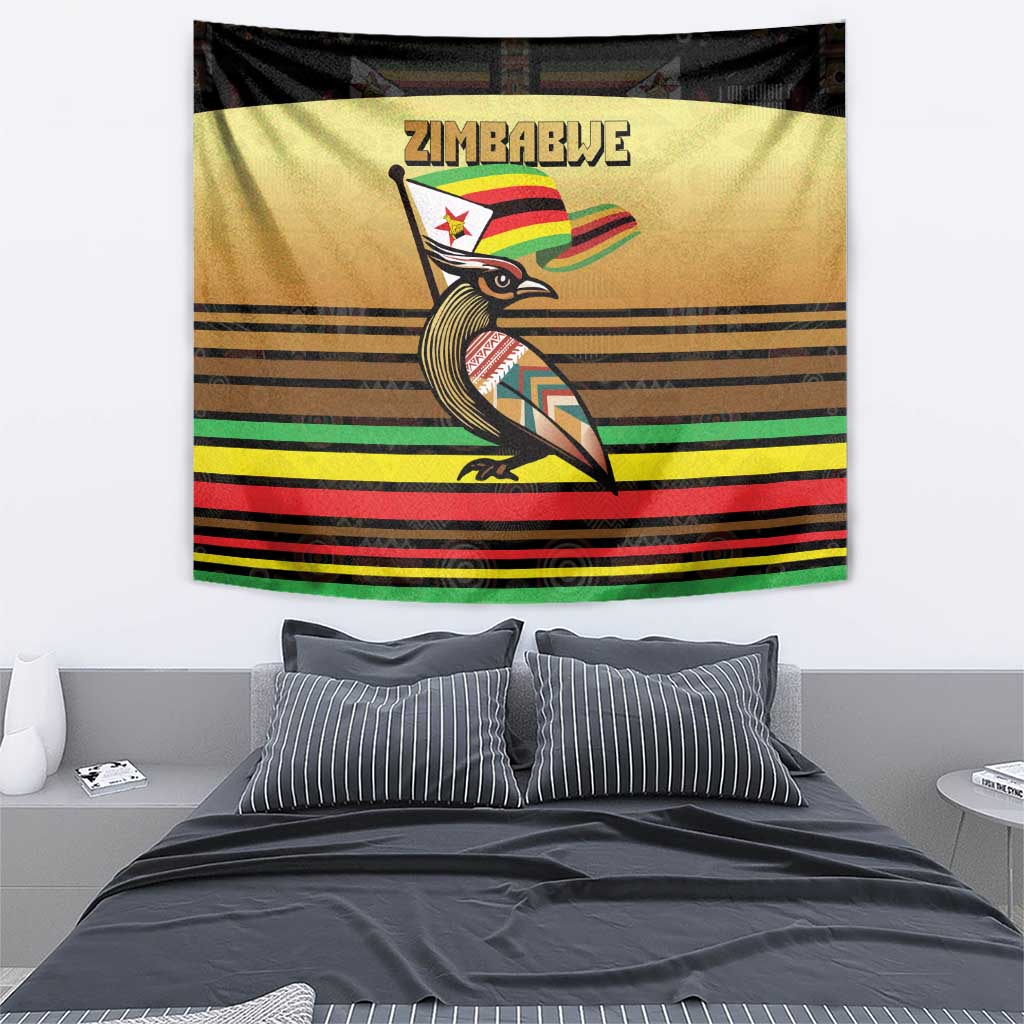 Zimbabwe Pride Tapestry Zimbabwean Bird, Tribal Patterns and Pan-African Colors