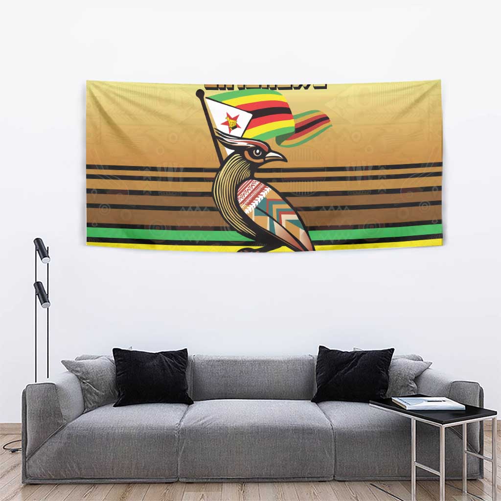 Zimbabwe Pride Tapestry Zimbabwean Bird, Tribal Patterns and Pan-African Colors