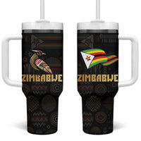 Zimbabwe Pride Tumbler With Handle Zimbabwean Bird, Tribal Patterns and Pan-African Colors