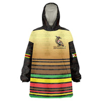 Zimbabwe Pride Wearable Blanket Hoodie Zimbabwean Bird, Tribal Patterns and Pan-African Colors