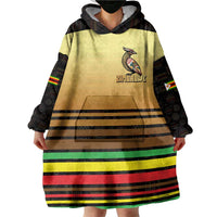 Zimbabwe Pride Wearable Blanket Hoodie Zimbabwean Bird, Tribal Patterns and Pan-African Colors