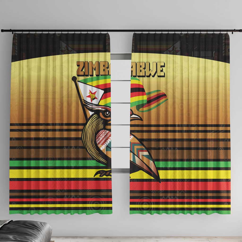 Zimbabwe Pride Window Curtain Zimbabwean Bird, Tribal Patterns and Pan-African Colors
