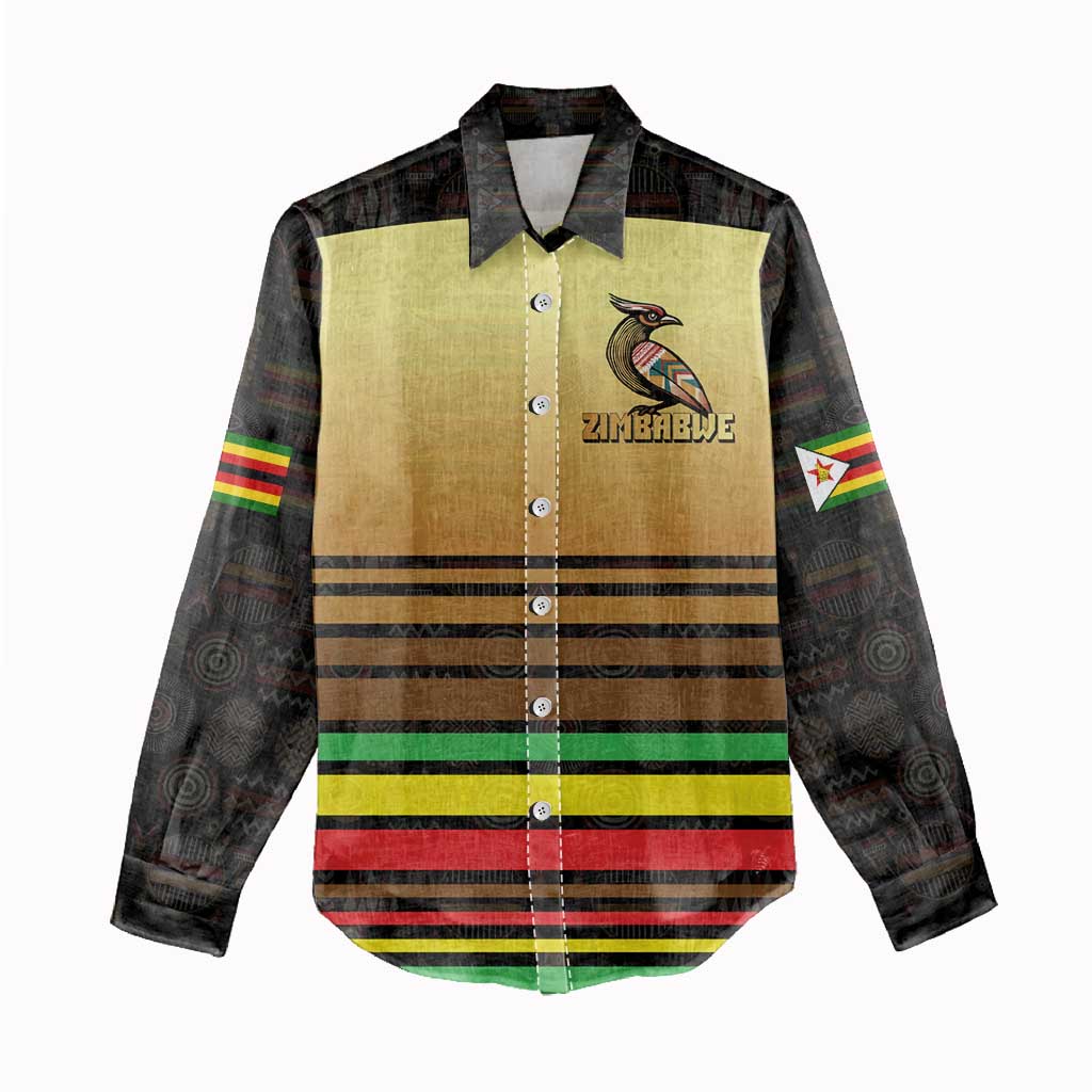 Zimbabwe Pride Women Casual Shirt Zimbabwean Bird, Tribal Patterns and Pan-African Colors