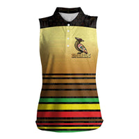 Zimbabwe Pride Women Sleeveless Polo Shirt Zimbabwean Bird, Tribal Patterns and Pan-African Colors