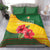 Zimbabwe Flag Map and Red Hibiscus Flowers Bedding Set with African Tribal Pattern