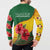 Zimbabwe Flag Map and Red Hibiscus Flowers Button Sweatshirt with African Tribal Pattern