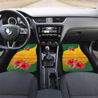 Zimbabwe Flag Map and Red Hibiscus Flowers Car Mats with African Tribal Pattern
