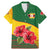 Zimbabwe Flag Map and Red Hibiscus Flowers Family Matching Mermaid Dress and Hawaiian Shirt with African Tribal Pattern