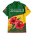 Zimbabwe Flag Map and Red Hibiscus Flowers Family Matching Off Shoulder Maxi Dress and Hawaiian Shirt with African Tribal Pattern