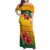 Zimbabwe Flag Map and Red Hibiscus Flowers Family Matching Off Shoulder Maxi Dress and Hawaiian Shirt with African Tribal Pattern