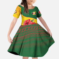 Zimbabwe Flag Map and Red Hibiscus Flowers Family Matching Puletasi and Hawaiian Shirt with African Tribal Pattern