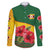 Zimbabwe Flag Map and Red Hibiscus Flowers Family Matching Puletasi and Hawaiian Shirt with African Tribal Pattern