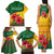 Zimbabwe Flag Map and Red Hibiscus Flowers Family Matching Tank Maxi Dress and Hawaiian Shirt with African Tribal Pattern