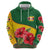 Zimbabwe Flag Map and Red Hibiscus Flowers Hoodie with African Tribal Pattern