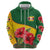 Zimbabwe Flag Map and Red Hibiscus Flowers Hoodie with African Tribal Pattern