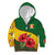 Zimbabwe Flag Map and Red Hibiscus Flowers Kid Hoodie with African Tribal Pattern